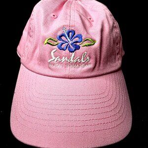 Sandals Royal Bahamian Pink Strap Back Hat Cap 100% Cotton Embroidered